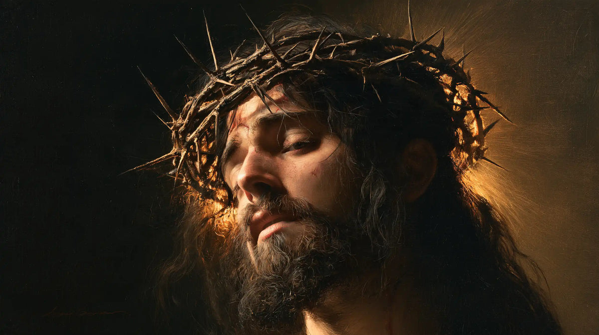 Jesus Crowned with Thorns — Closed Eyes in Backlight