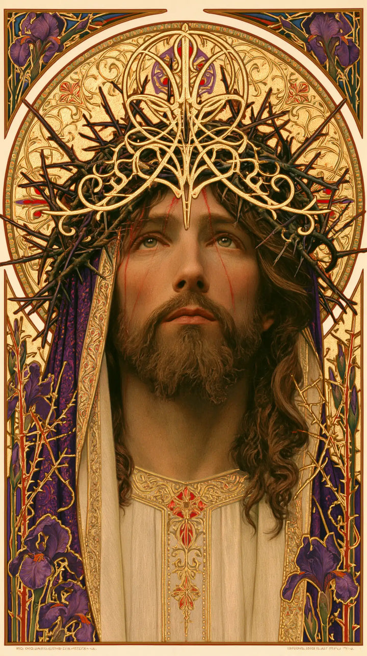 Jesus Crowned with Thorns — The Presence in Garnet and Gold