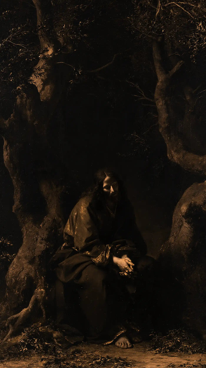 Jesus in Gethsemane - Black and Gold · Portrait n° 1