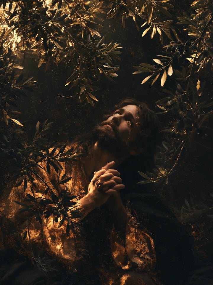 Jesus in Gethsemane — The Gaze beneath Golden Leaves