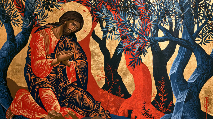 Jesus in Gethsemane — Prayer among Coral Trees