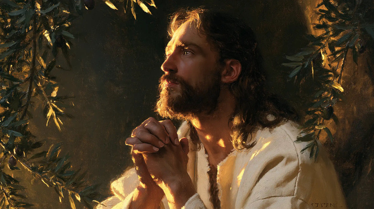 Jesus in Gethsemane — Hope Bordered by Golden Leaves