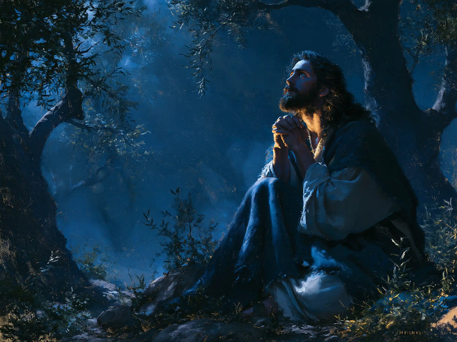 Jesus in Gethsemane - Midnight Blue Chiaroscuro · Landscape n° 1