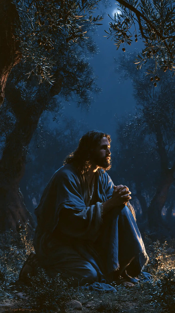 Jesus in Gethsemane — Listening among Blue Shadows