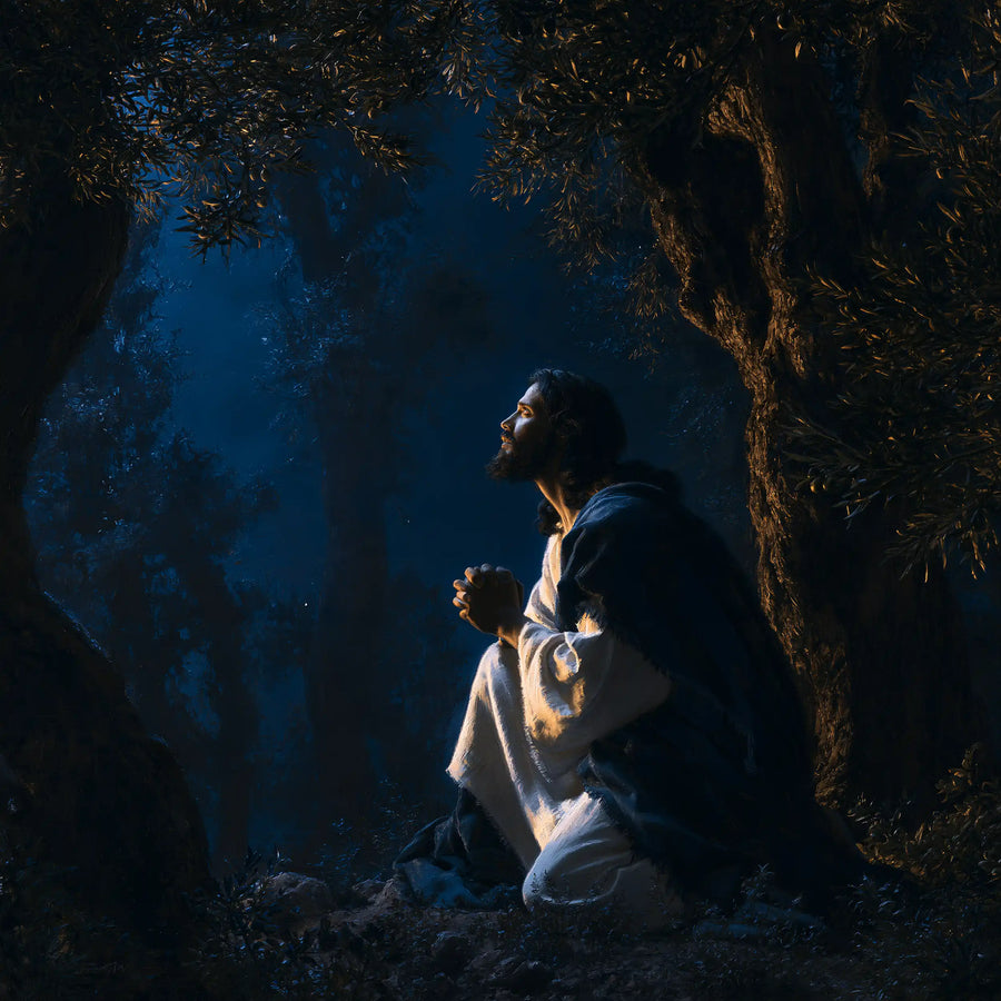 Jesus in Gethsemane - Midnight Blue Chiaroscuro · Square n° 3