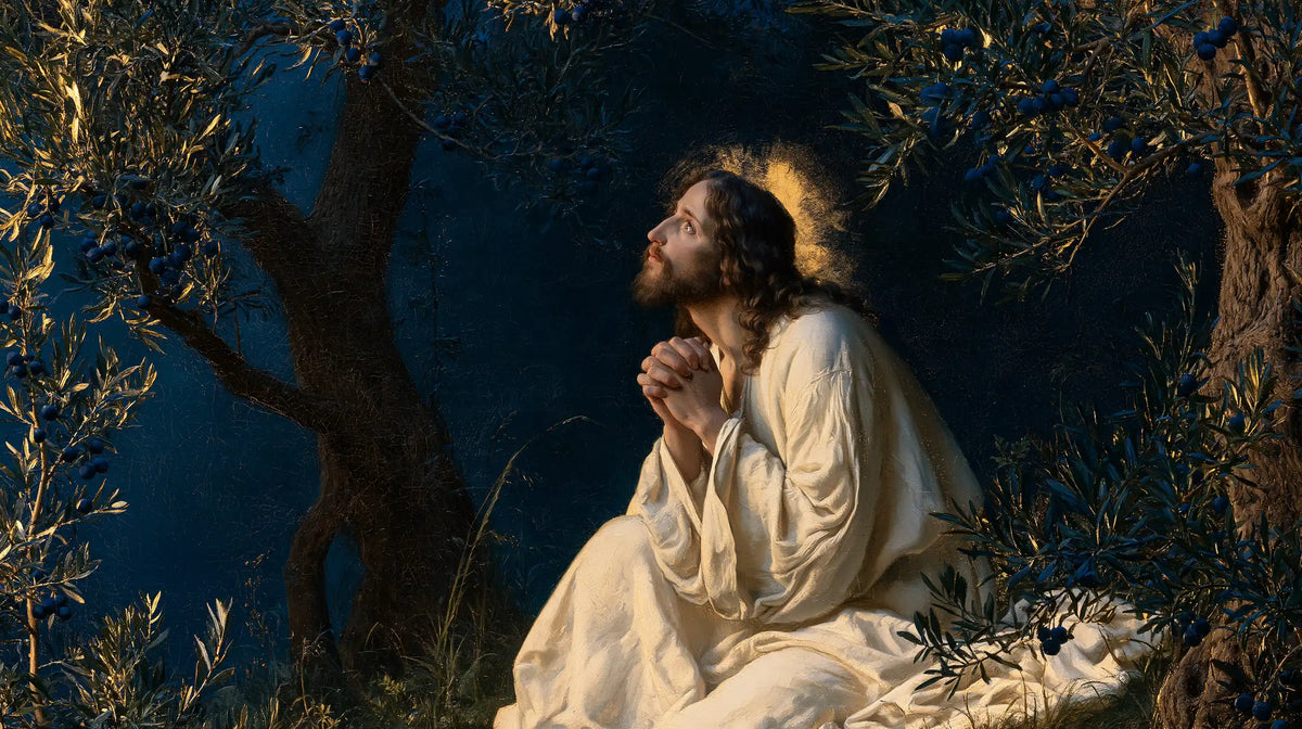 Jesus in Gethsemane — The Gaze beneath a Dawning Halo