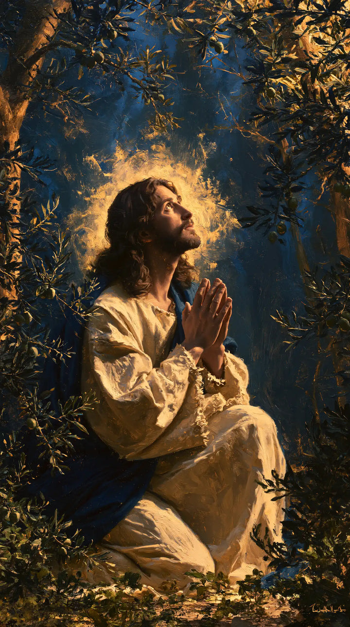 Jesus in Gethsemane — Prayer with an Ember Crown