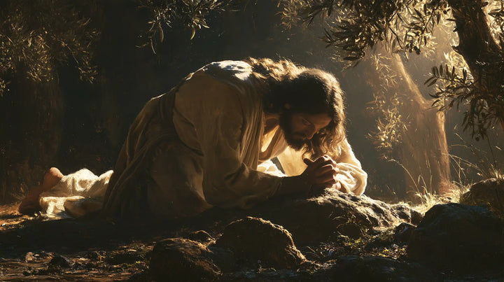 Jesus in Gethsemane — Surrender upon the Luminous Rock