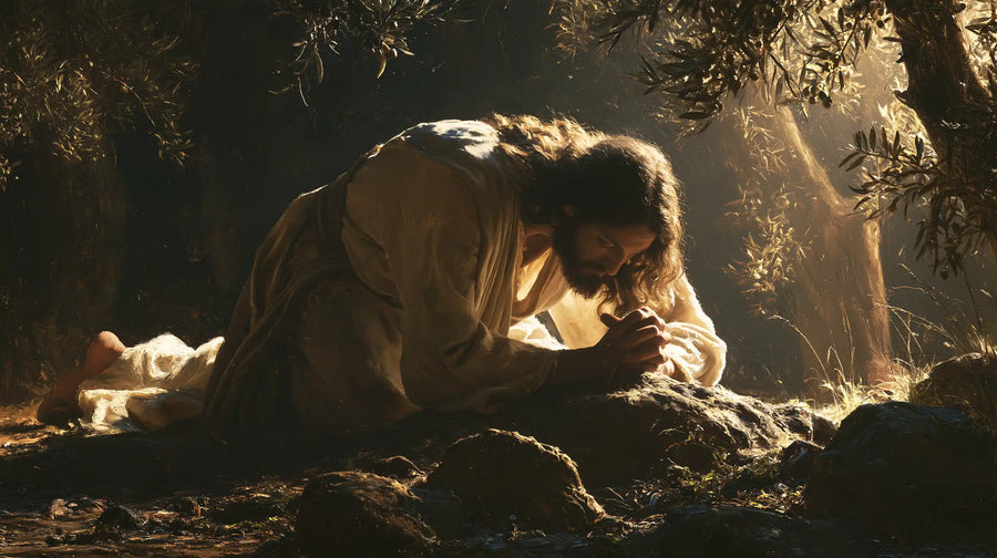 Jesus in Gethsemane — Surrender upon the Luminous Rock