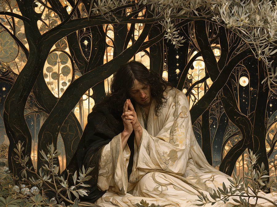Jesus in Gethsemane — Linen at the Heart of Interlaced Trees