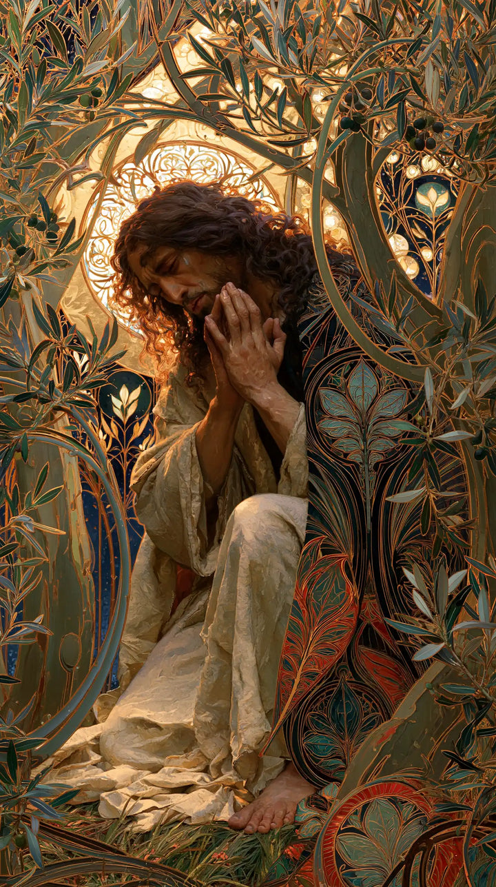 Jesus in Gethsemane — The Brow Hidden behind Golden Lace