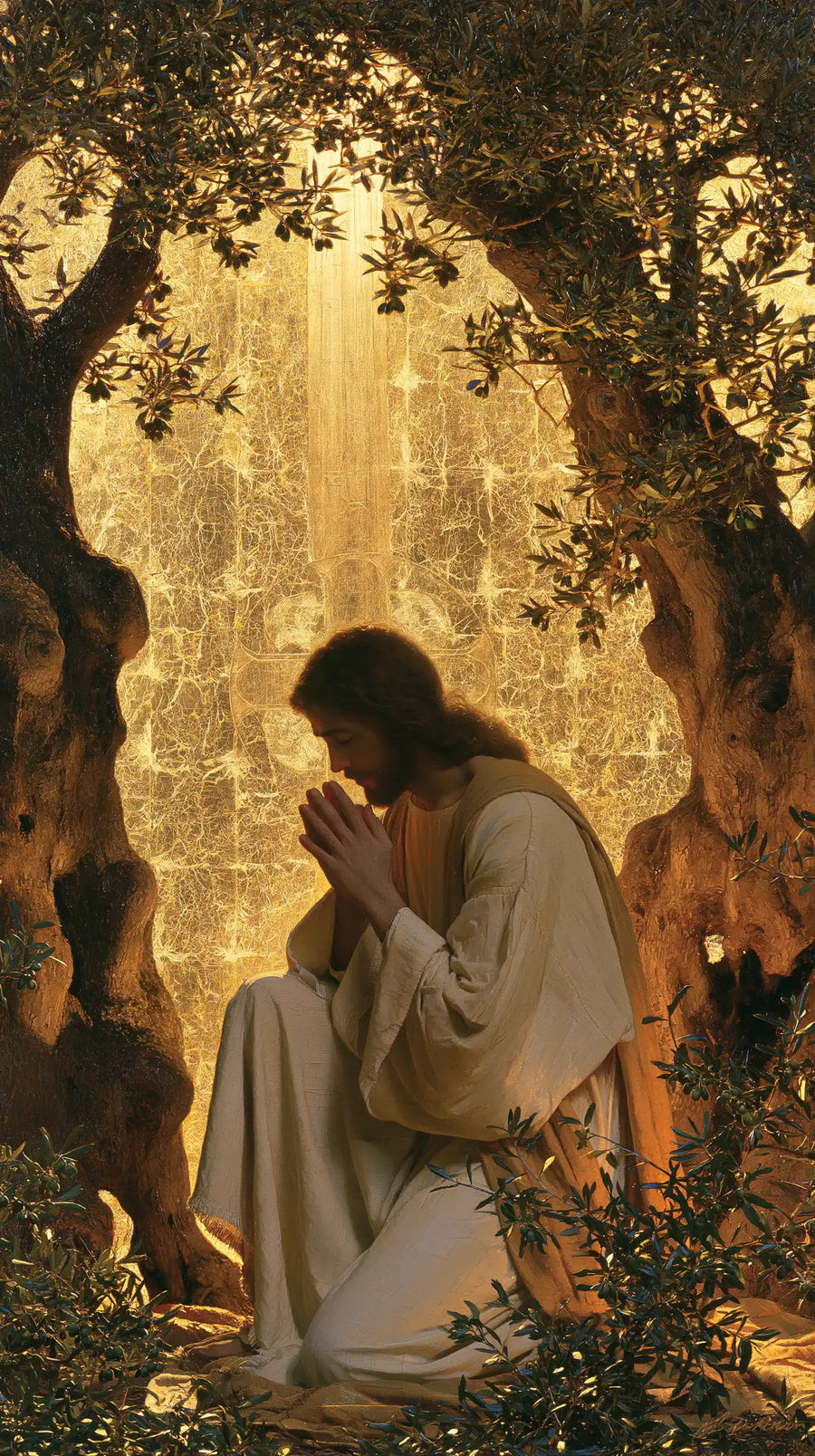 Jesus in Gethsemane — The Bowed Brow in the Golden Window