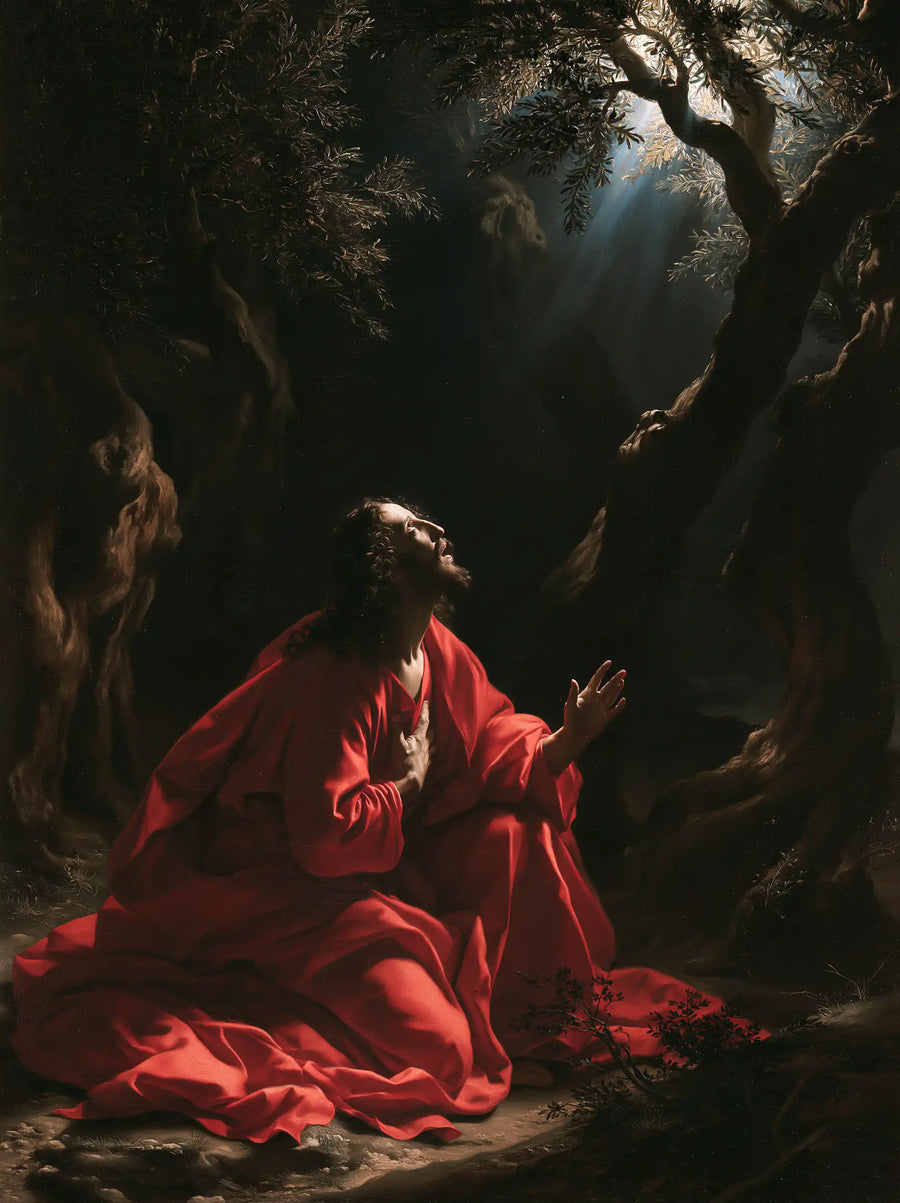 Jesus in Gethsemane — The Hand in Shadow, the Gaze in Heaven