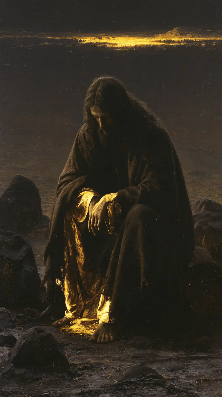 Jesus in the Desert - Black and Gold · Portrait n° 6