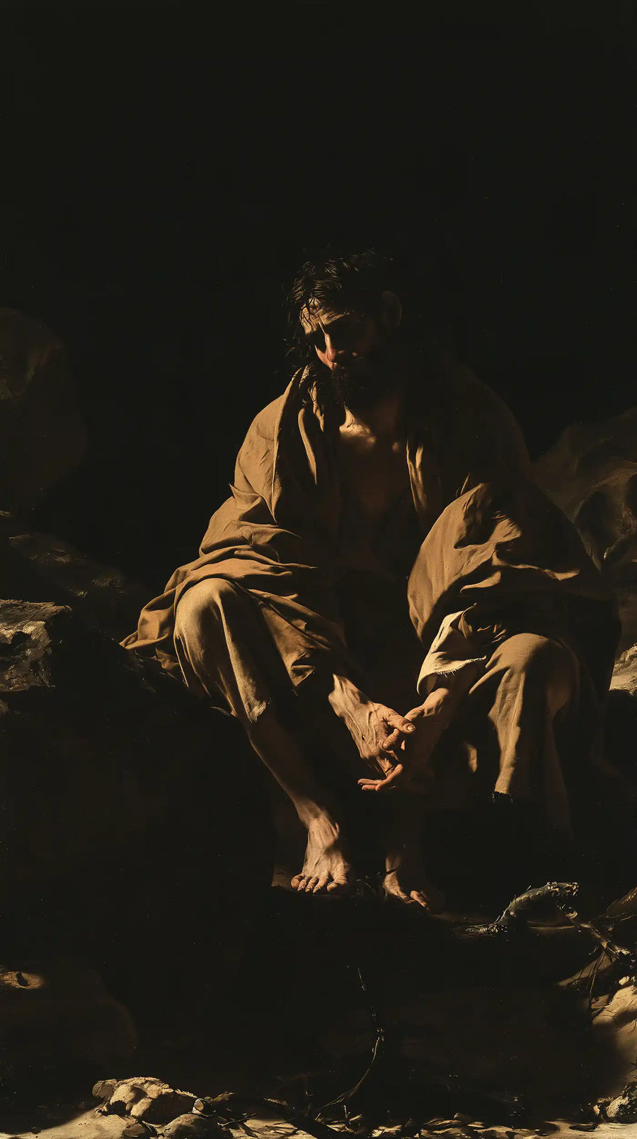 Jesus in the Desert - Caravaggio Tenebrism · Portrait n° 3