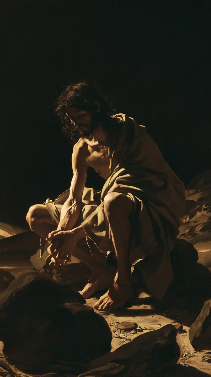 Jesus in the Desert - Caravaggio Tenebrism · Portrait n° 8