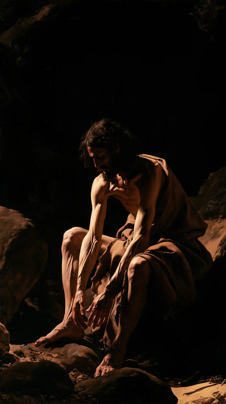 Jesus in the Desert - Caravaggio Tenebrism · Portrait n° 12