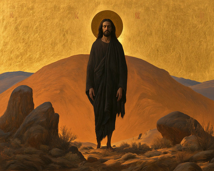 Jesus in the Desert — The Dark Presence on the Glowing Hill