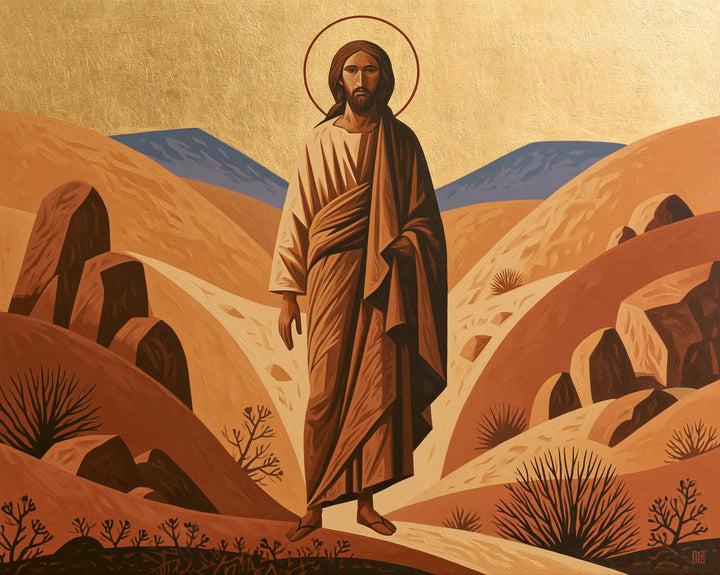 Jesus in the Desert — The Pale Path Between Ochre Cliffs