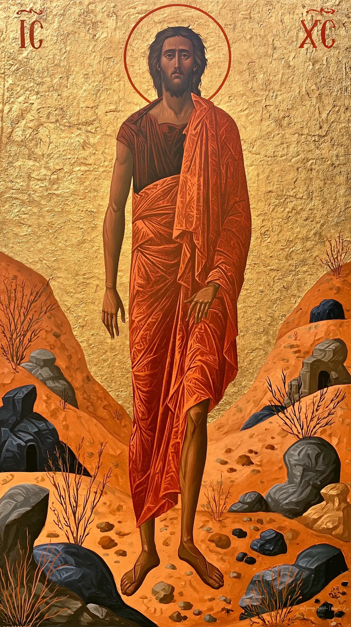 Jesus in the desert during the temptation in Contemporary Byzantine style, portrait Christian artwork no. 24