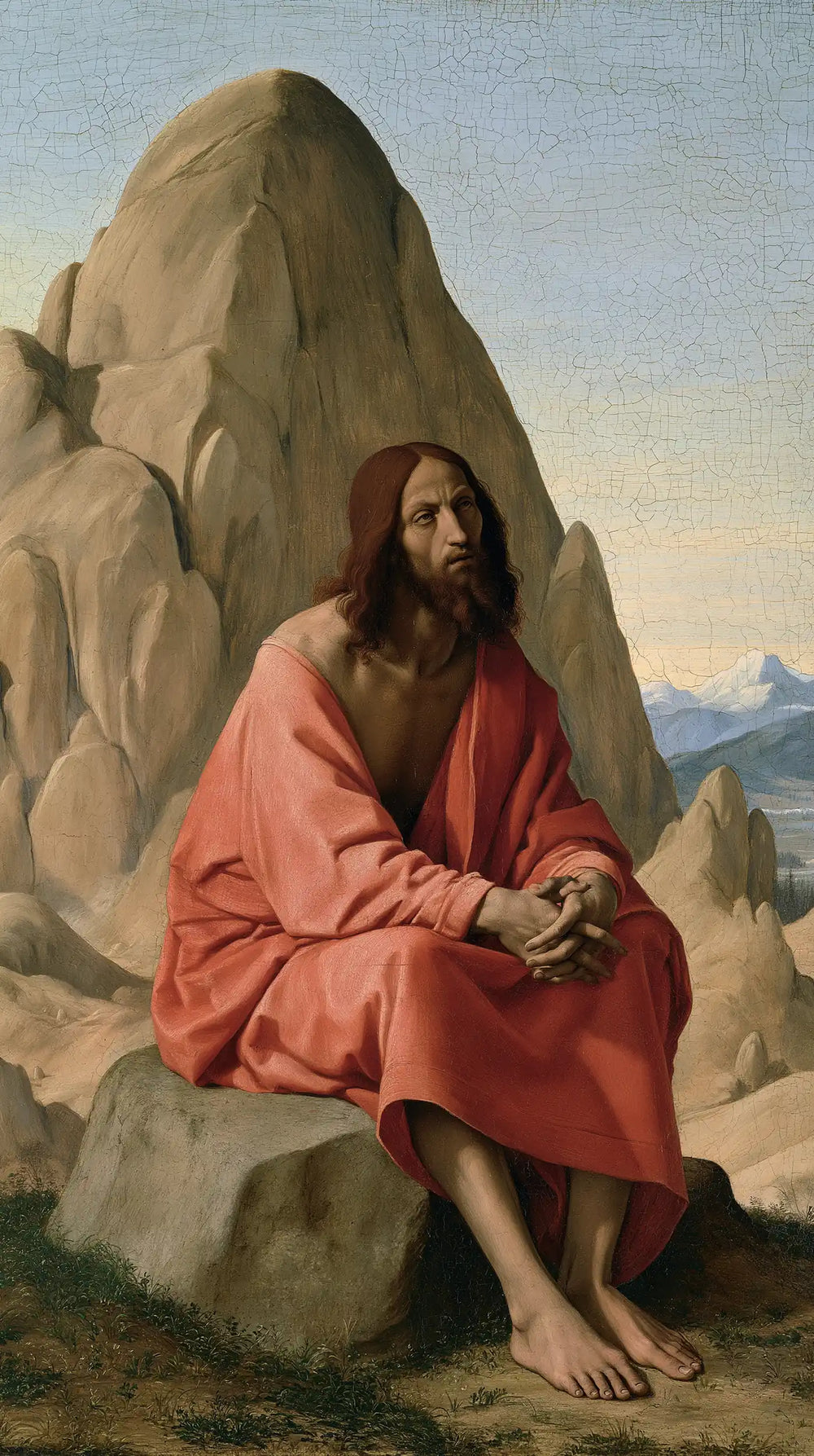 Jesus in the desert during the temptation in Florentine Renaissance style, portrait Christian artwork no. 18