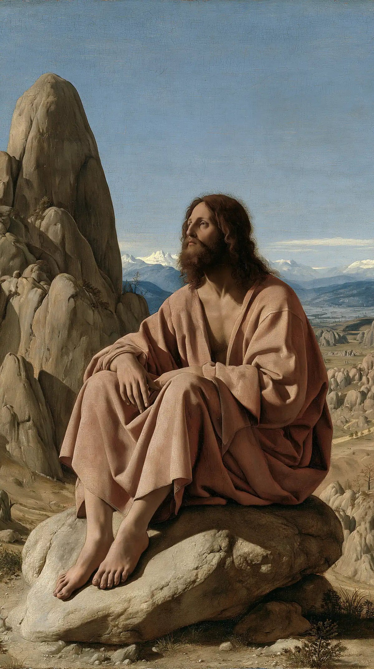 Jesus in the desert during the temptation in Florentine Renaissance style, portrait Christian artwork no. 20