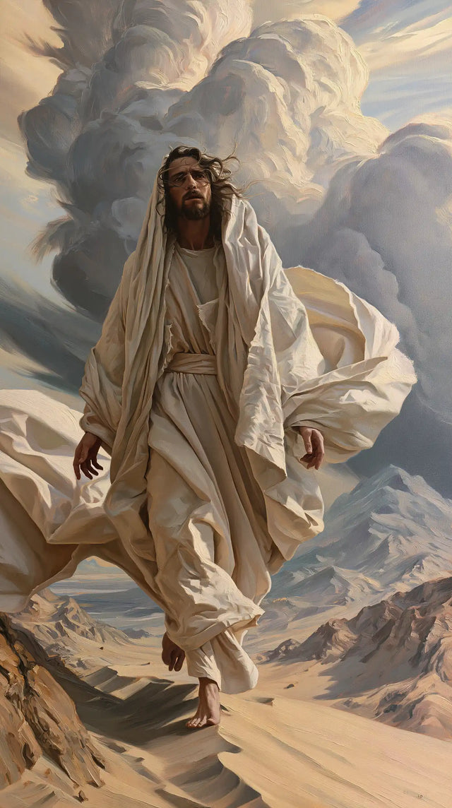 Jesus in the Desert — Beneath the Tower of Clouds
