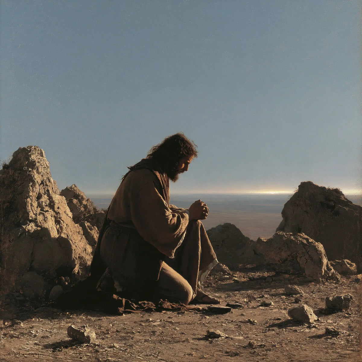 Jesus in the Desert — The Vast Sky and the Quiet Prayer