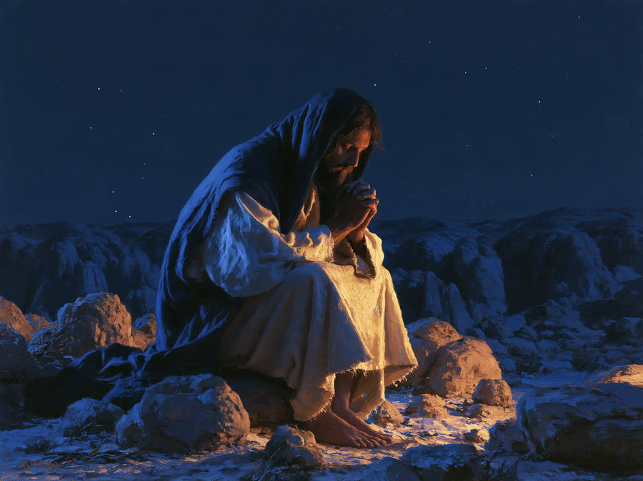 Jesus in the Desert - Midnight Blue Chiaroscuro · Landscape n° 9