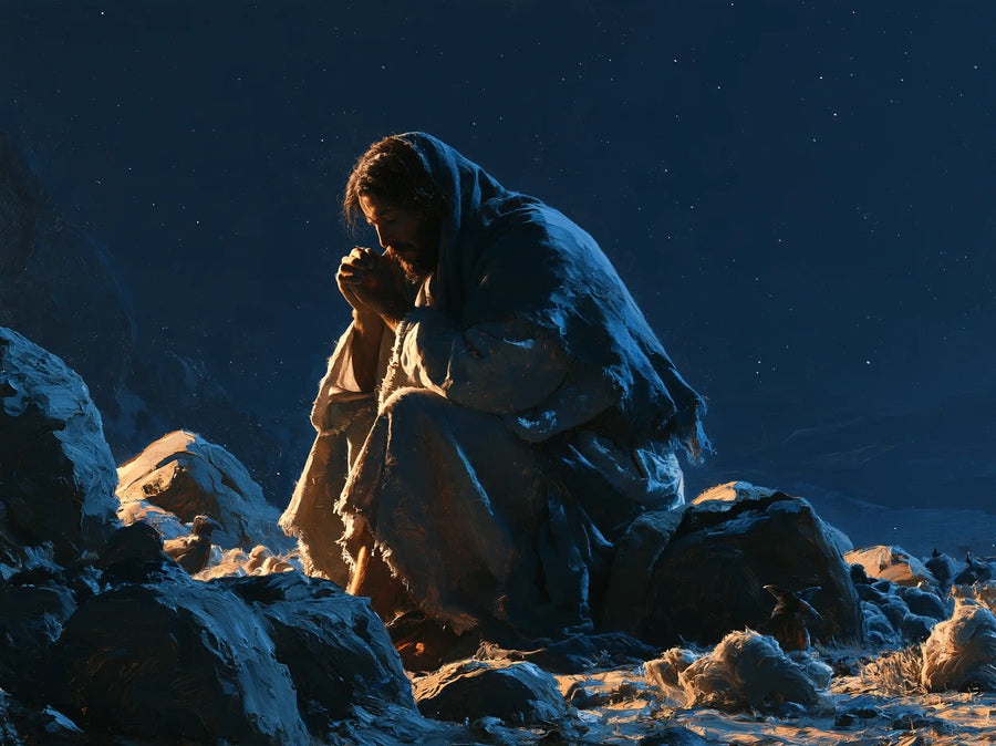 Jesus in the Desert - Midnight Blue Chiaroscuro · Landscape n° 11