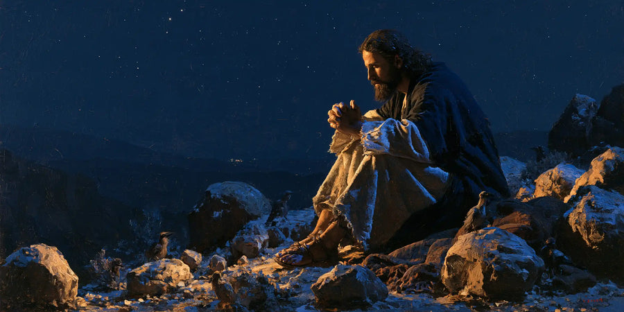 Jesus in the Desert - Midnight Blue Chiaroscuro · Landscape n° 19