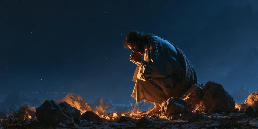 Jesus in the Desert - Midnight Blue Chiaroscuro · Landscape n° 20