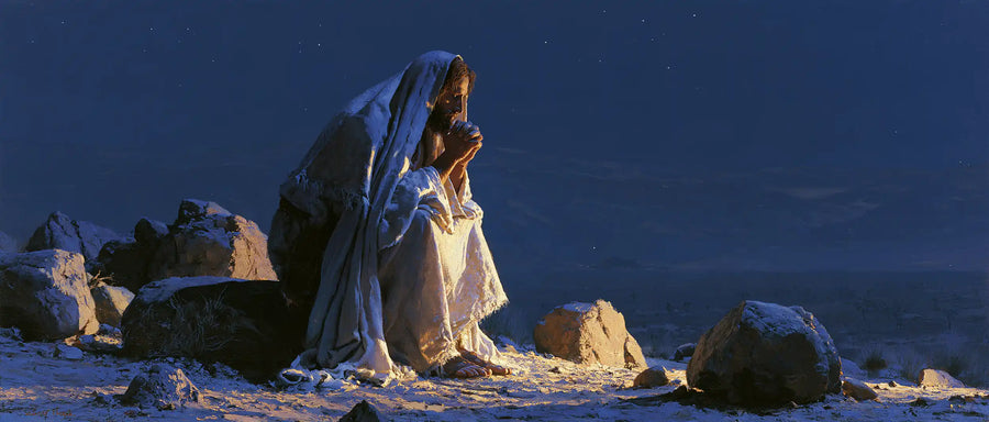 Jesus in the Desert - Midnight Blue Chiaroscuro · Landscape n° 21