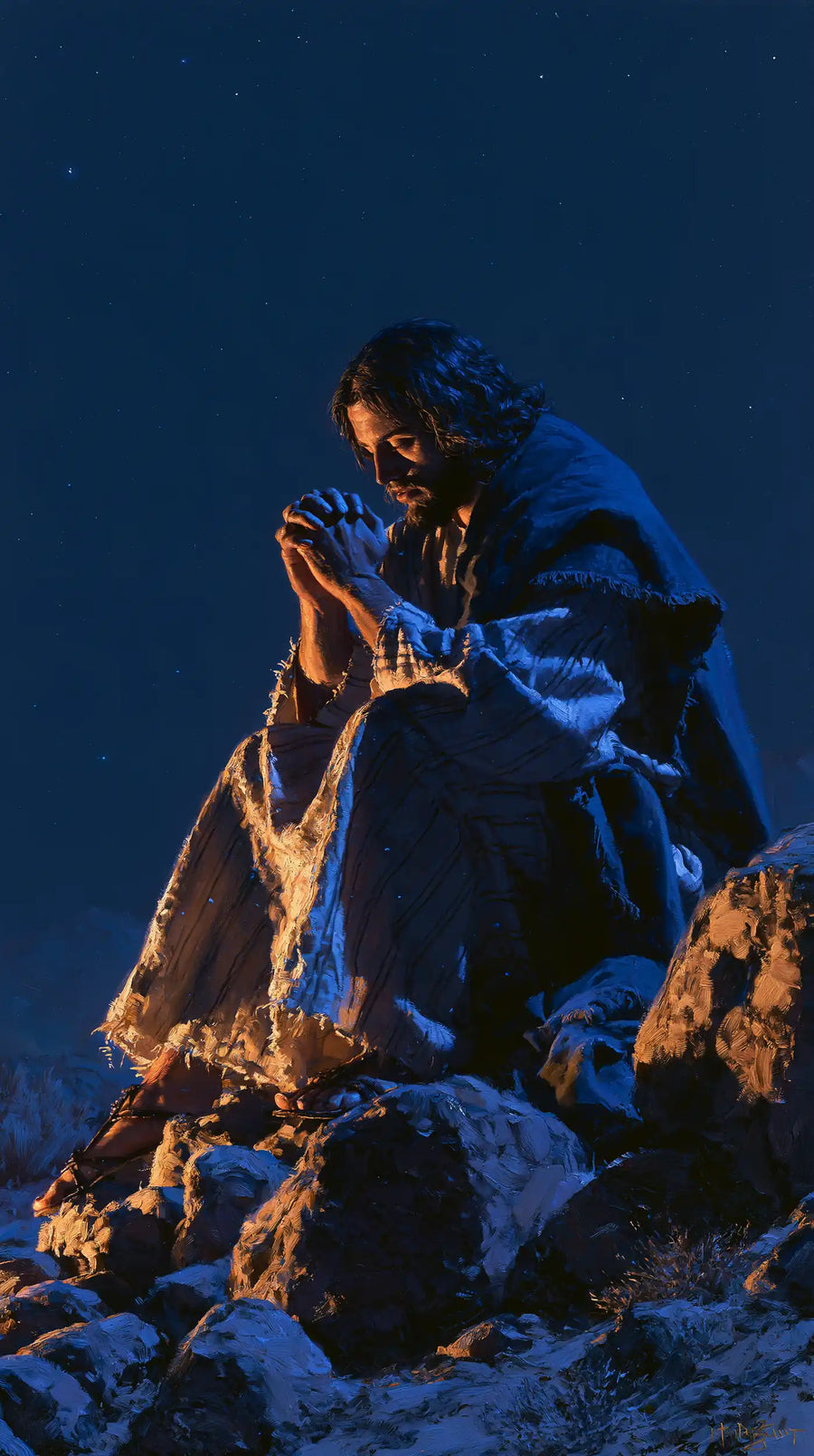 Jesus in the Desert - Midnight Blue Chiaroscuro · Portrait n° 1