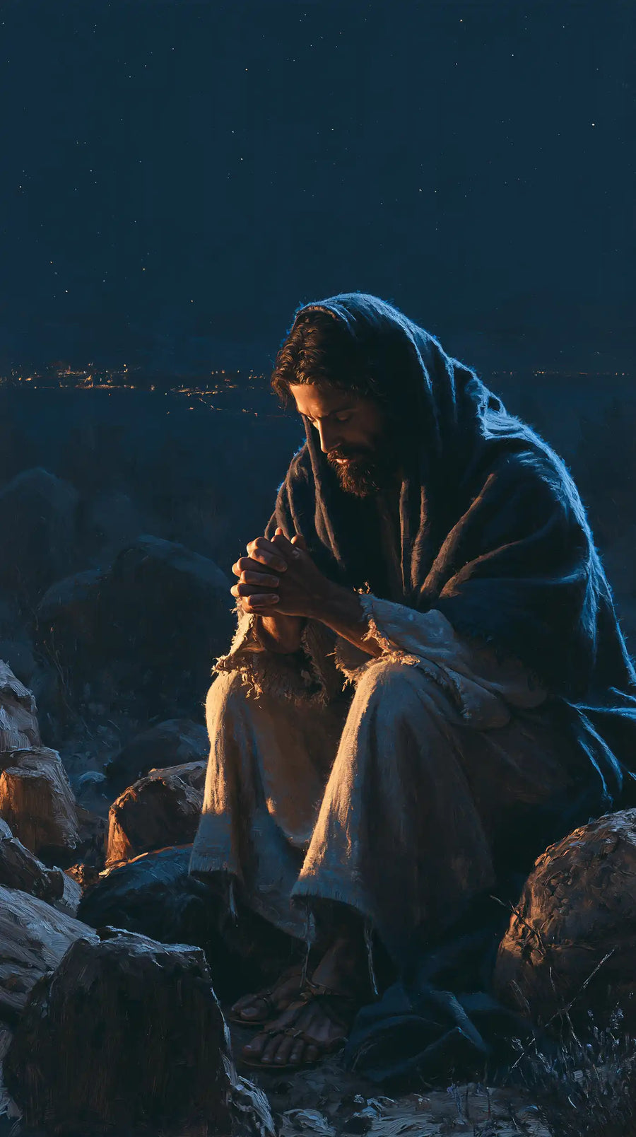 Jesus in the Desert - Midnight Blue Chiaroscuro · Portrait n° 3