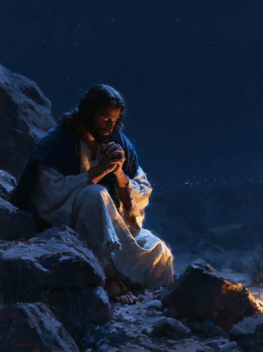 Jesus in the Desert - Midnight Blue Chiaroscuro · Portrait n° 33