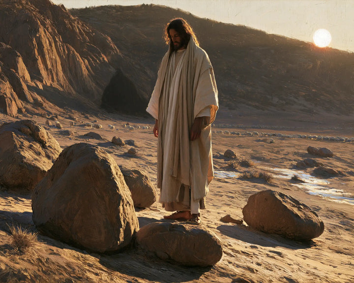 Jesus in the Desert — The White Veil and the Triangular Stone