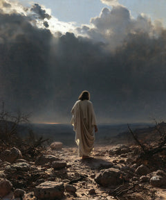 Jesus in the Desert — The Stone Path toward the Crowned Sky