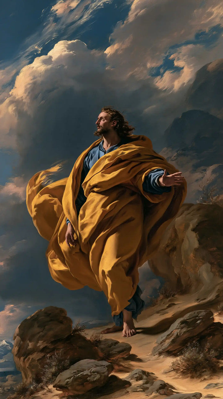 Jesus in the Desert — The Ochre Mantle and the Azure Sleeves
