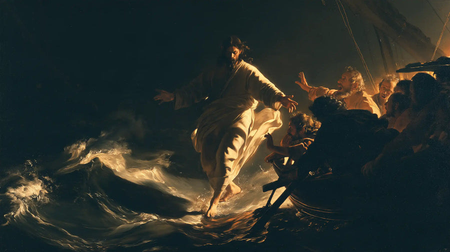 Jesus Walking on Water - Caravaggio Tenebrism · Landscape n° 14