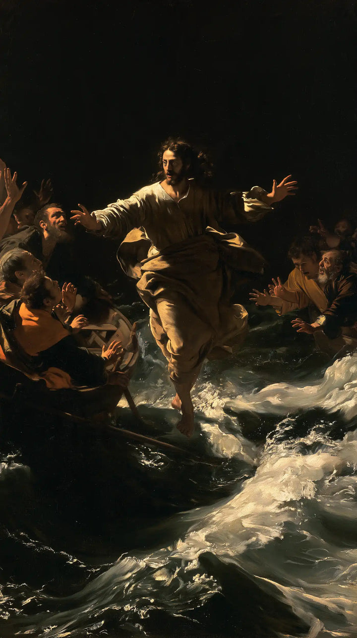 Jesus Walking on Water - Caravaggio Tenebrism · Portrait n° 12