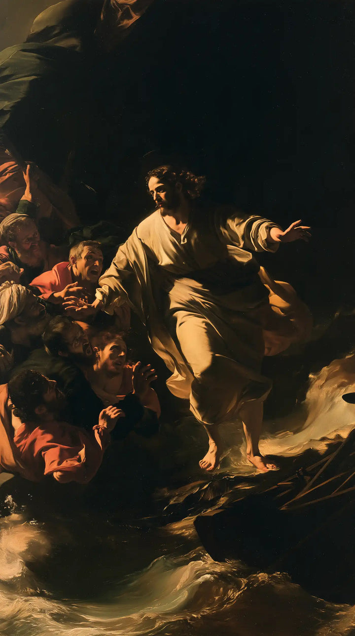 Jesus Walking on Water - Caravaggio Tenebrism · Portrait n° 31