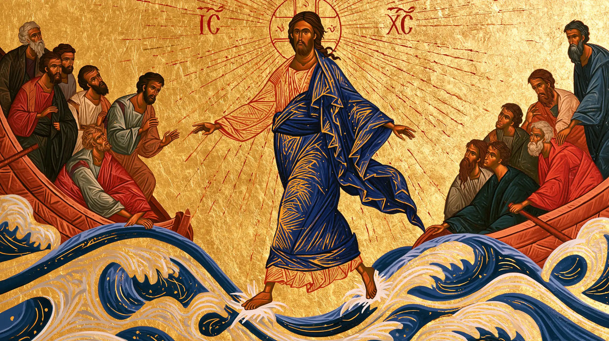 Jesus Walking on Water — Royal Blue upon Golden Waves