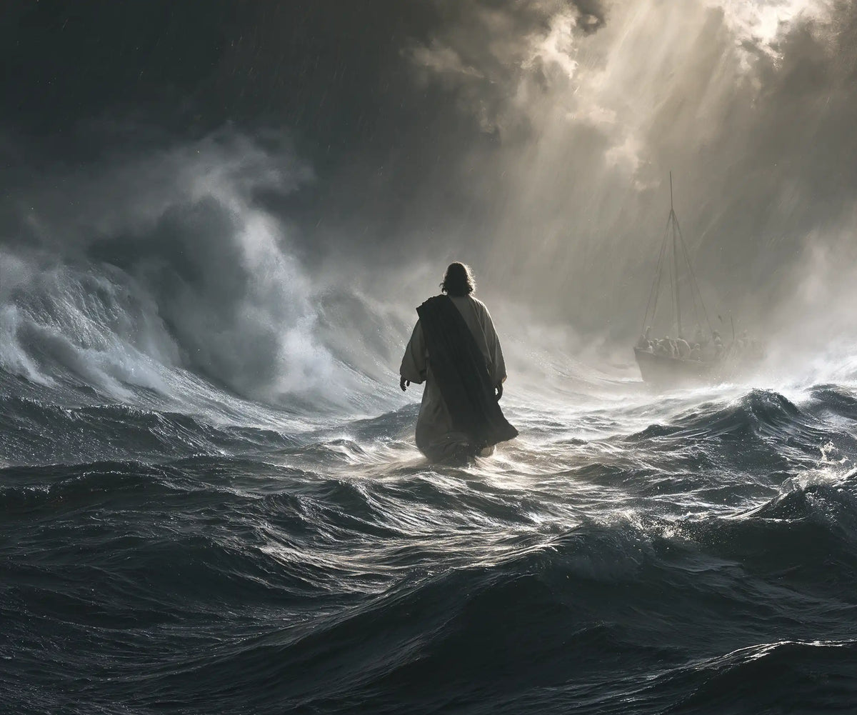 Jesus Walking on Water — Alone before the Wall of Water