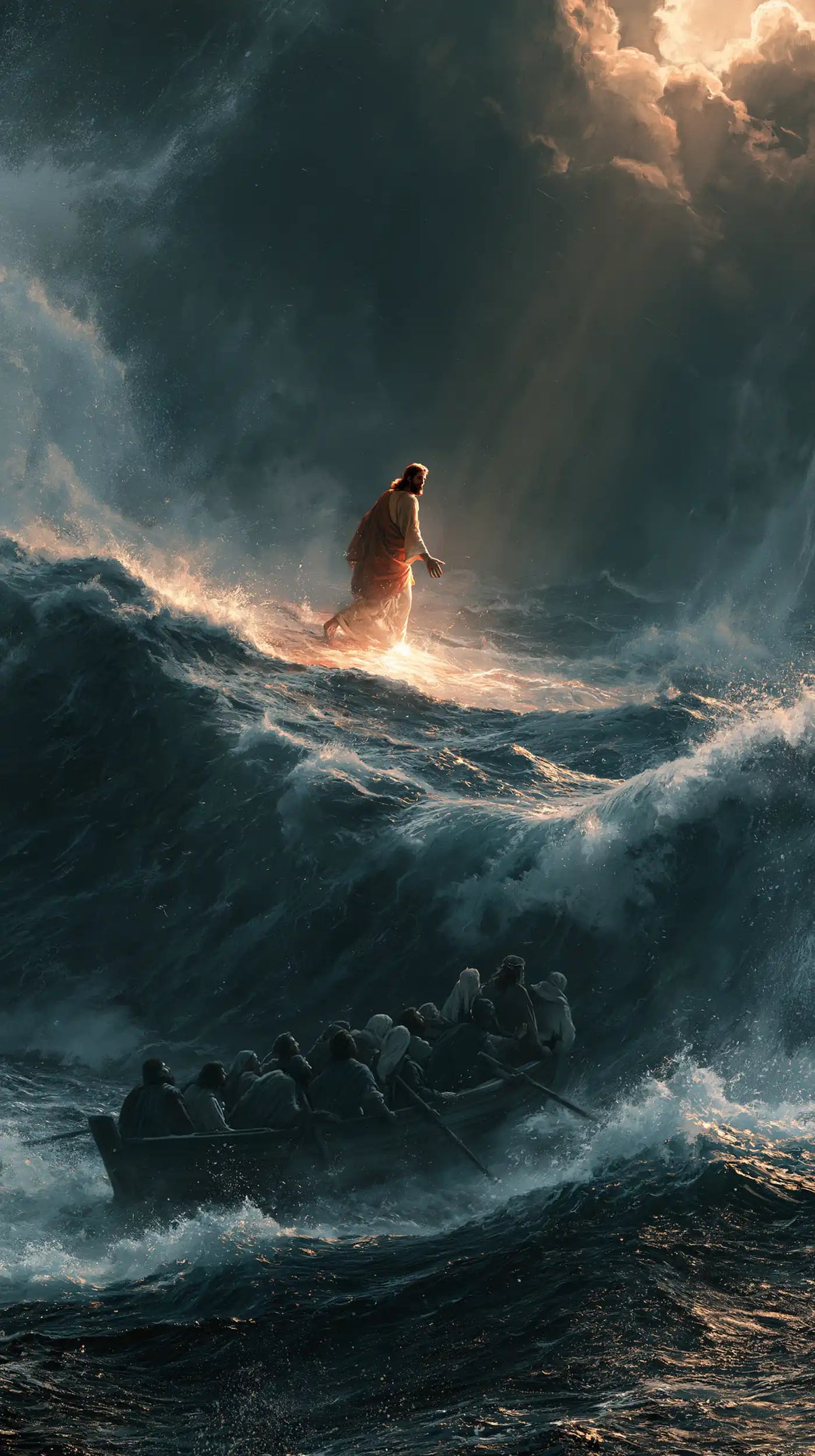 Jesus Walking on Water — The Glowing Crest above the Boat