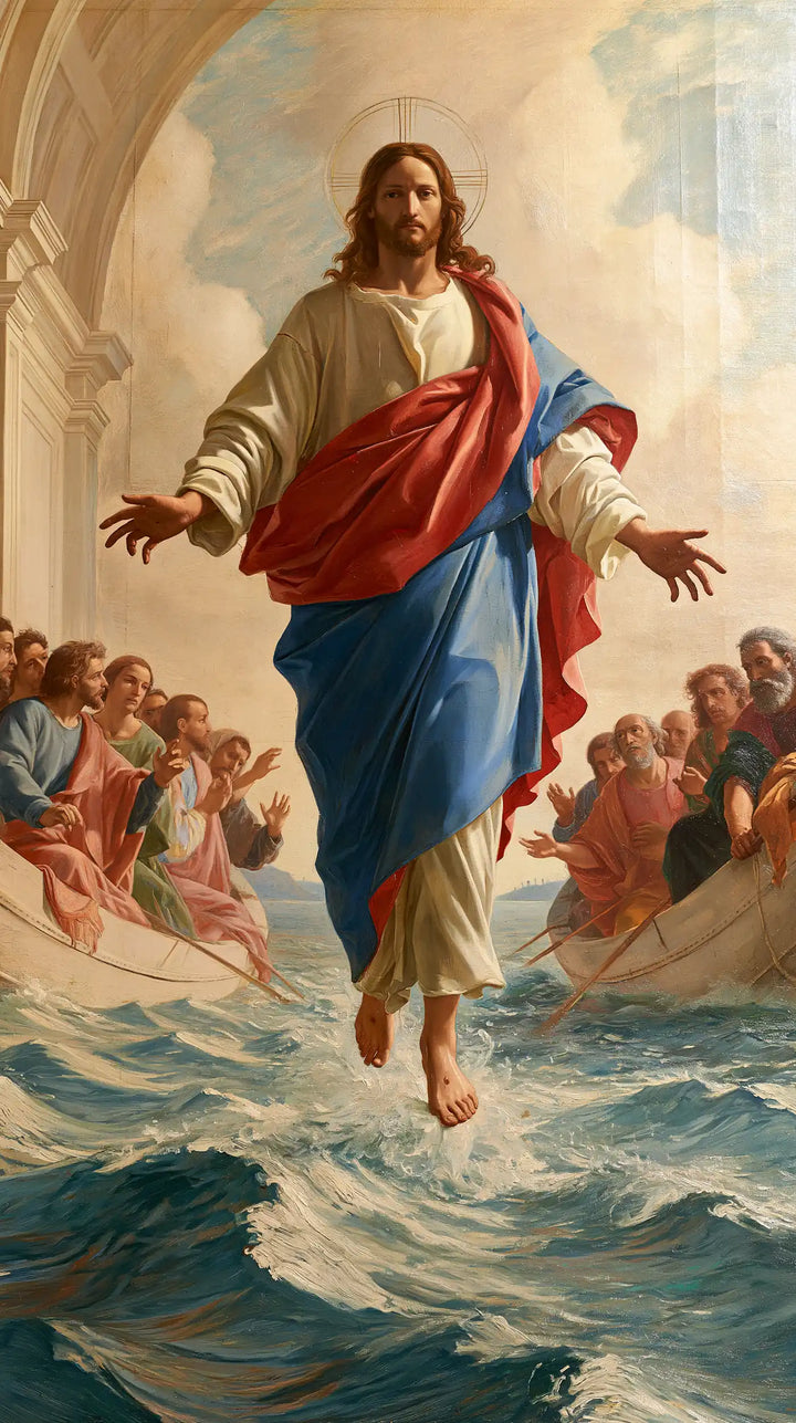 Jesus Walking on Water — The Red Drape beneath the Arch of Light