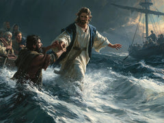Jesus Walking on Water — The Blue That Brings Him from the Waters