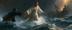 Jesus Walking on Water — The Bright Bond before the Shadowed Boat