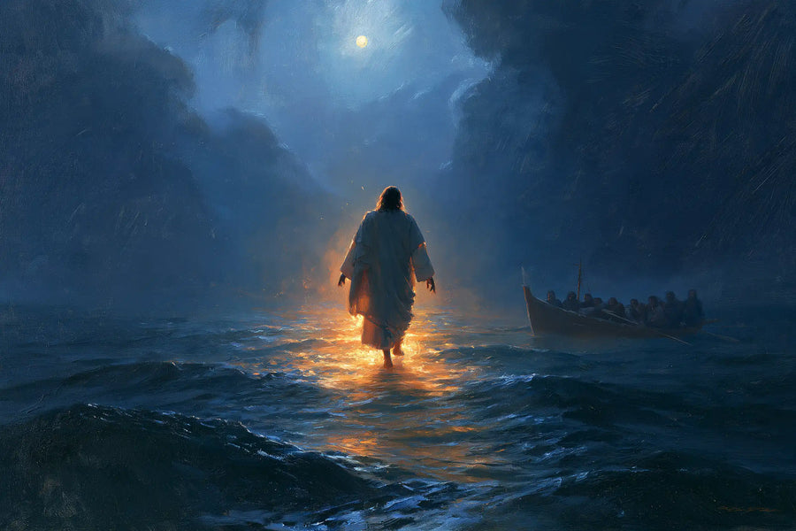 Jesus Walking on Water - Midnight Blue Chiaroscuro · Landscape n° 10