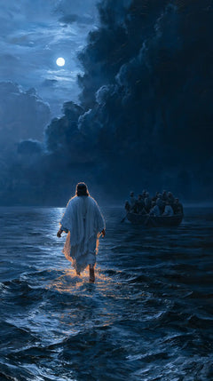 Jesus Walking on Water — The White Robe beneath the Tower of Clouds